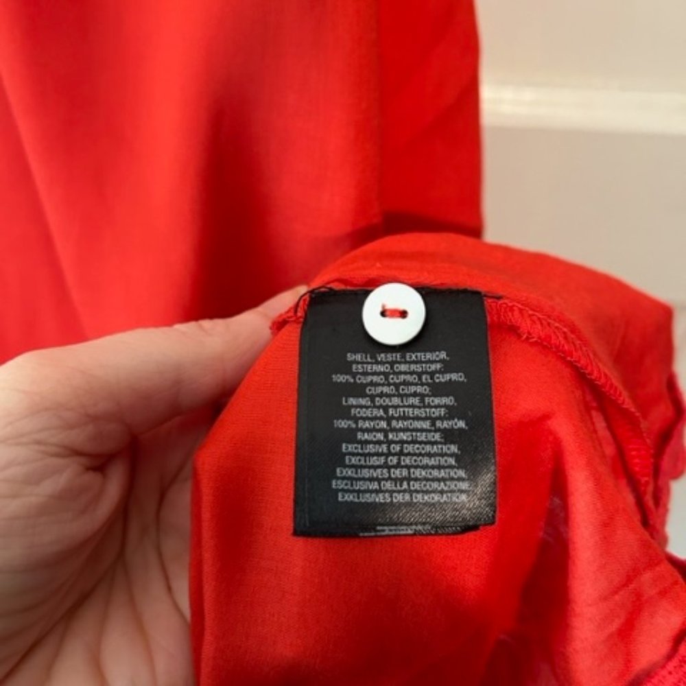 Anthropologie. Maeve. Red Printed Long-Sleeve Tiered Dress - Picture 12 of 15
